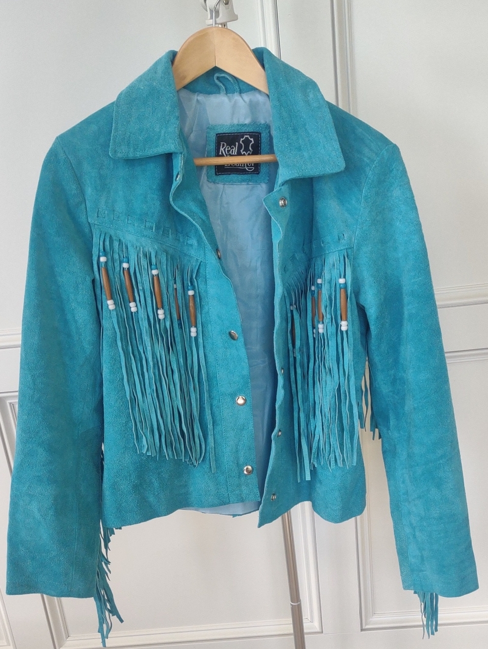 NWOT Real Suede Turquoise Fringe Leather Jacket